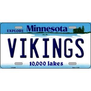 NFL Vikings License Plate Super Bowl Metal NFL Retro Auto Sign Minnesota New